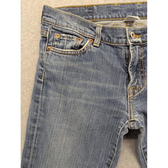 Lucky Brand Jeans Womens 6 28 Blue Sundown Jean Dungarees Flare Distressed USA - Picture 2 of 16